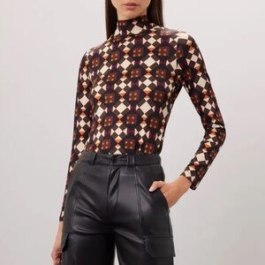 Ronny Kobo Collection Geometric Mock Neck Top Size S